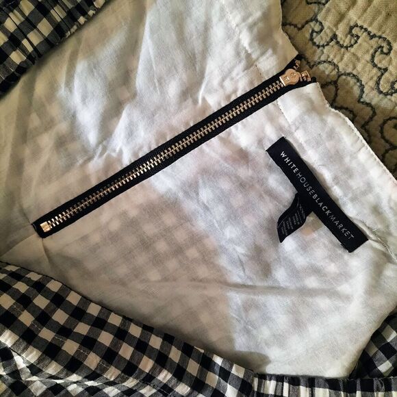 WHBM Gingham Cottagecore Peasant Top Empire Waist Flounce Bell Sleeves SZ XXS - Picture 3 of 6